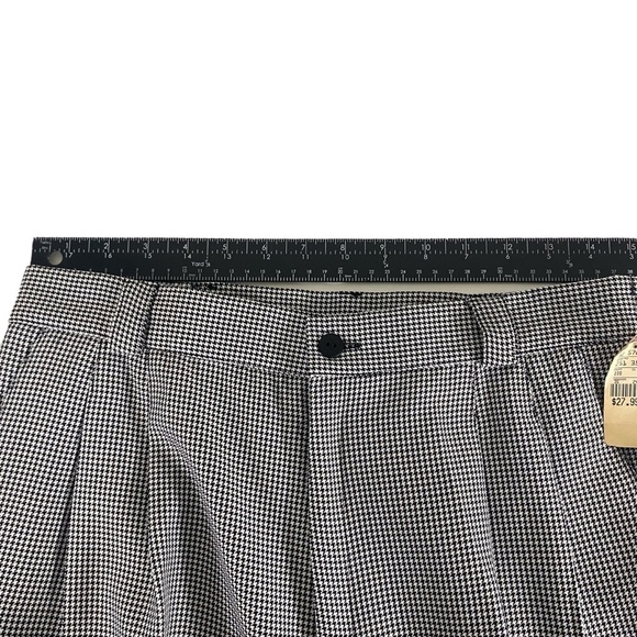 NOS Vintage Dark Academia High Waisted Black Houndstooth Trousers Pants Size 14P - Picture 8 of 14